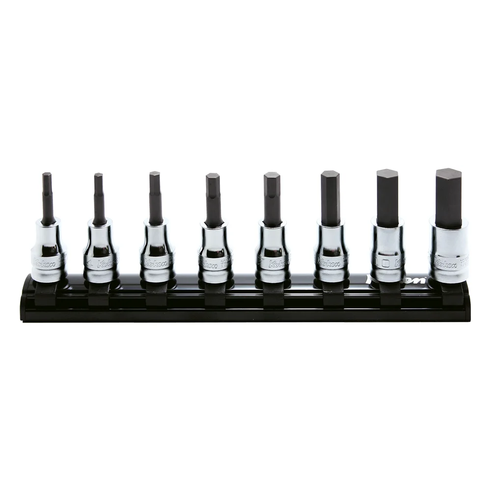 3/8" steckschlüssel innensechskant (mm), z serie, 8teiliger satz auf magnetschiene