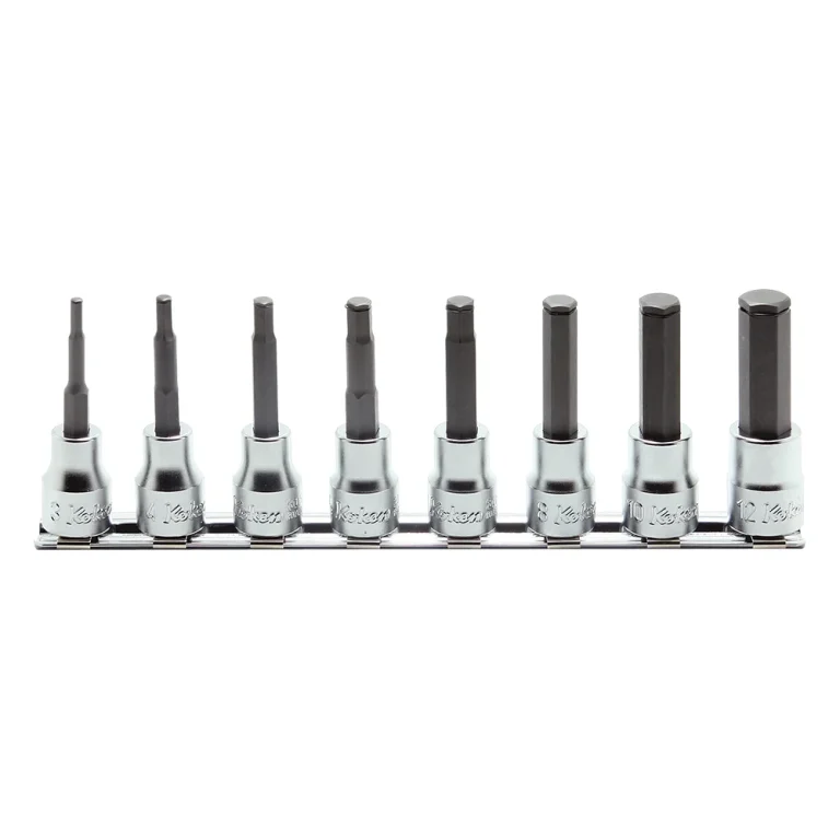 3/8″ Bitsatz Aussensechskant mit Haltering, 8-teiliger Satz auf Halteschiene