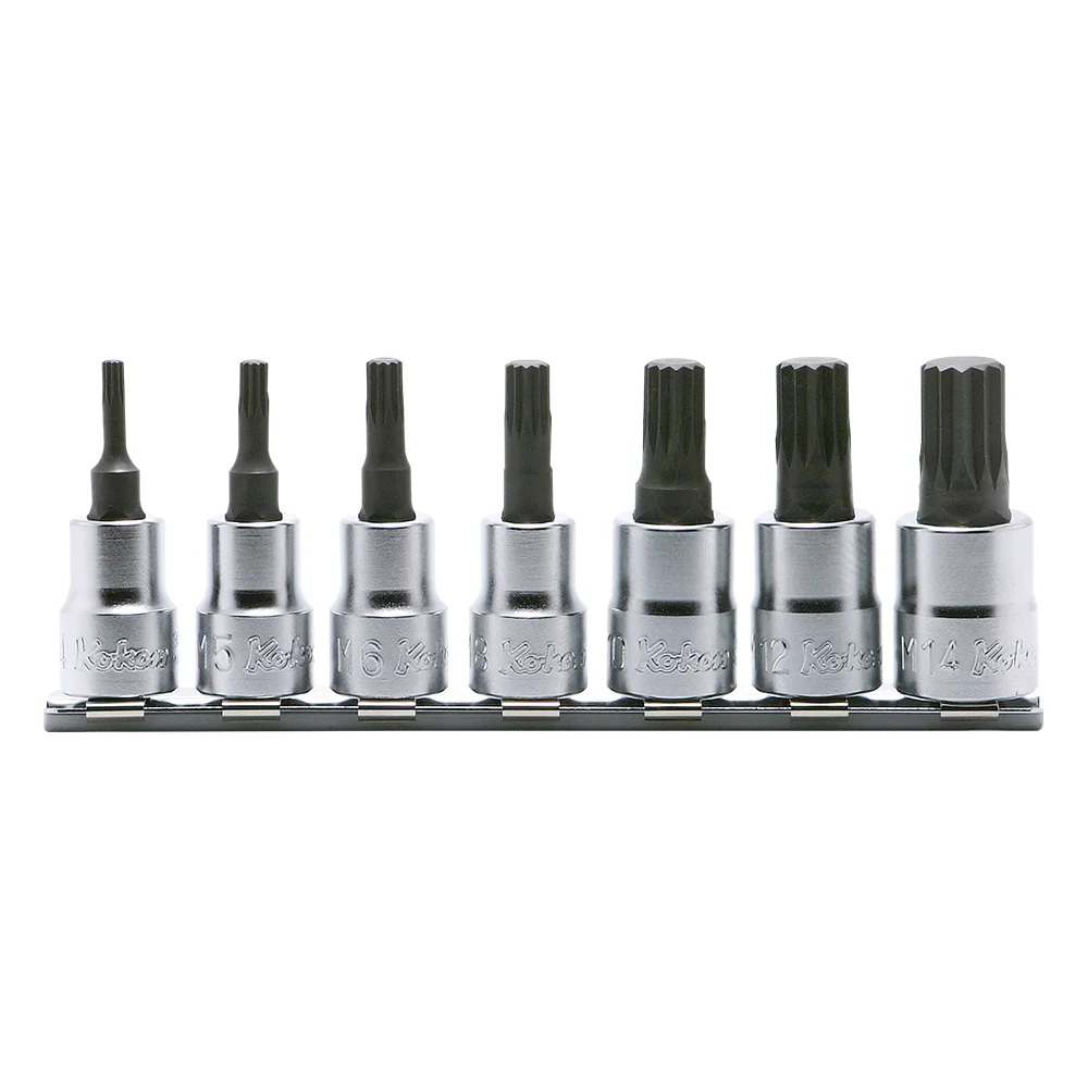 3/8" bit steckschlüssel xzn, 6teiliger satz auf halteschiene