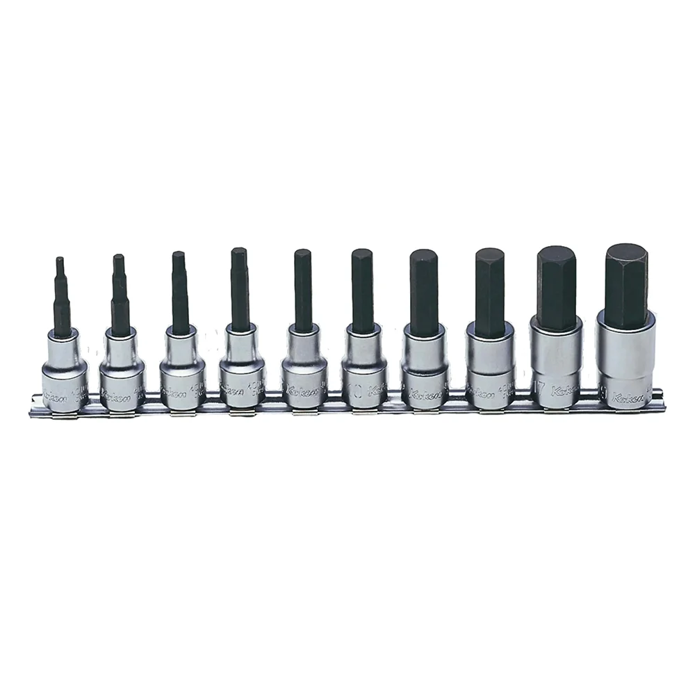 1/2" bit steckschlüssel innensechskant (zoll), 10teiliger satz auf halteschiene