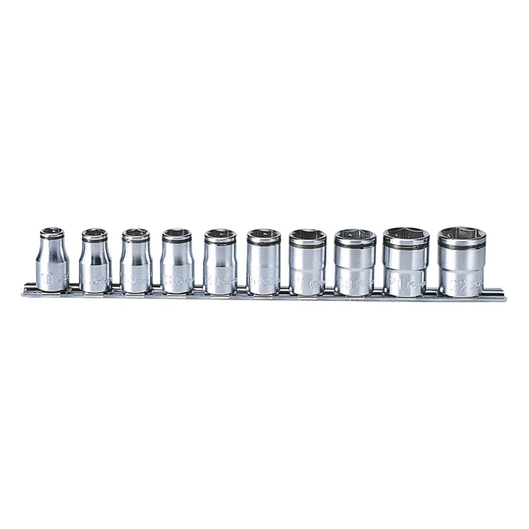 1/2" steckschlüssel nut grip, 10teiliger satz auf halteschiene