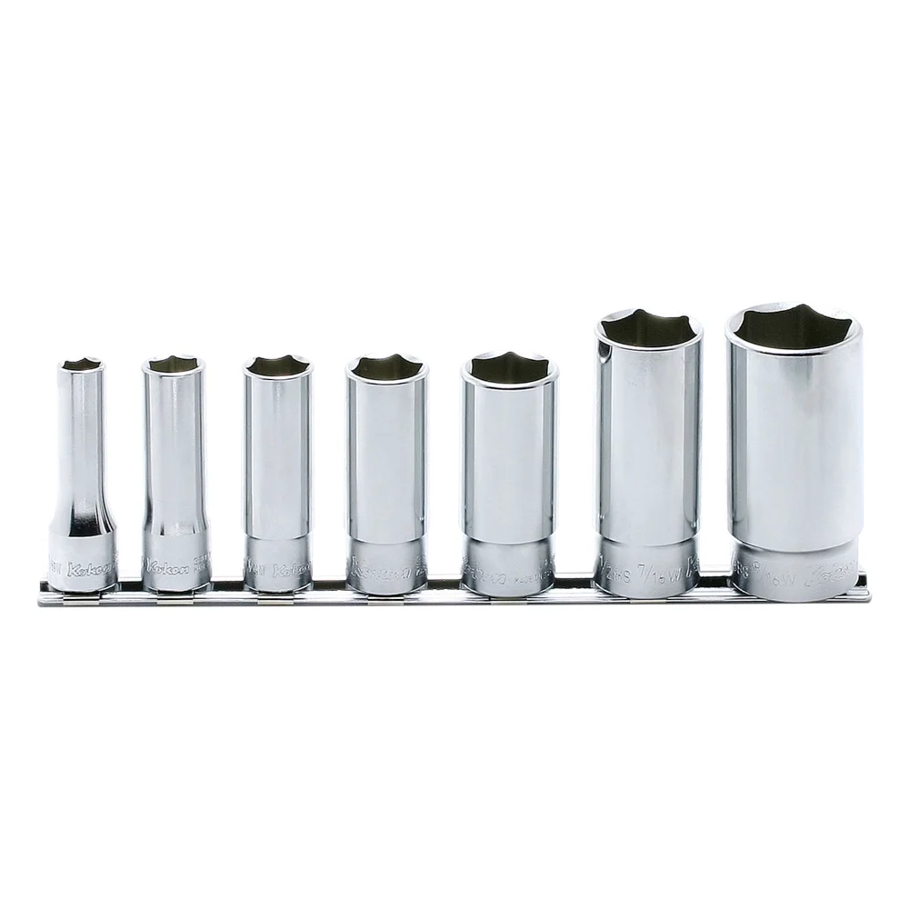 3/8'' 6 kant nusssatz (zoll), 7 teiliger satz auf halteschiene, whitworth